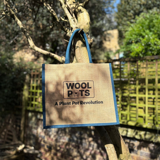 Reusable Hessian Shopping Bag with Flat Base – Durable Eco Tote (40x35x18cm) - Dark Blue