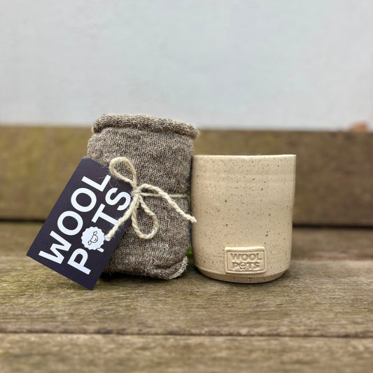 2 x Wool Pots Bundles (20 Wool Pots) plus a Cream Wool Pots Planting Pot (Single)