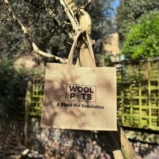 Reusable Hessian Shopping Bag with Flat Base – Durable Eco Tote (40x35x18cm) - Natural