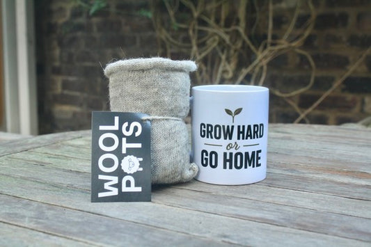 Grow Hard or Go Home - Mug and 10 Wool Pots